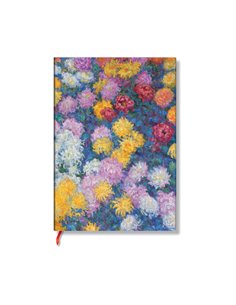 Monet's Chrysanthemums Midi Lined Hardback Journal (elastic Band Closure)